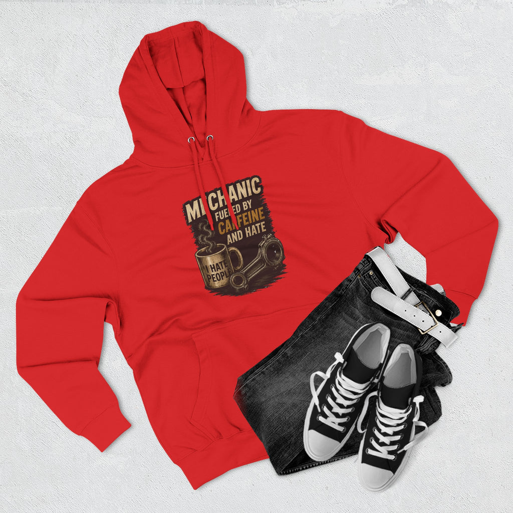 Mechanic Hoodie — 'Fueled by Caffeine and Hate' Graphic Pullover