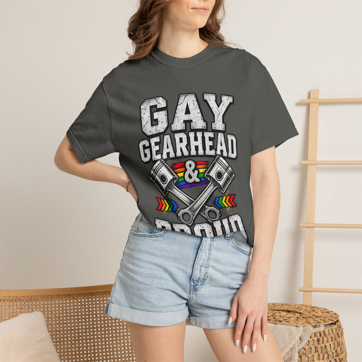 Gay Gearhead & Proud T-Shirt — LGBTQ+ Car Enthusiast Tee