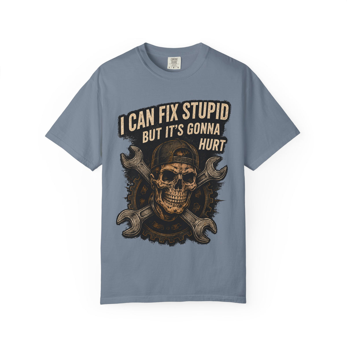 I Can Fix Stupid Skull T-Shirt — Mechanic Wrench Graphic Tee #9