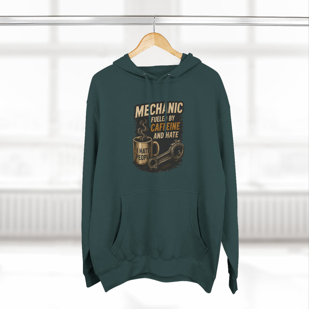 Mechanic Hoodie — 'Fueled by Caffeine and Hate' Graphic Pullover