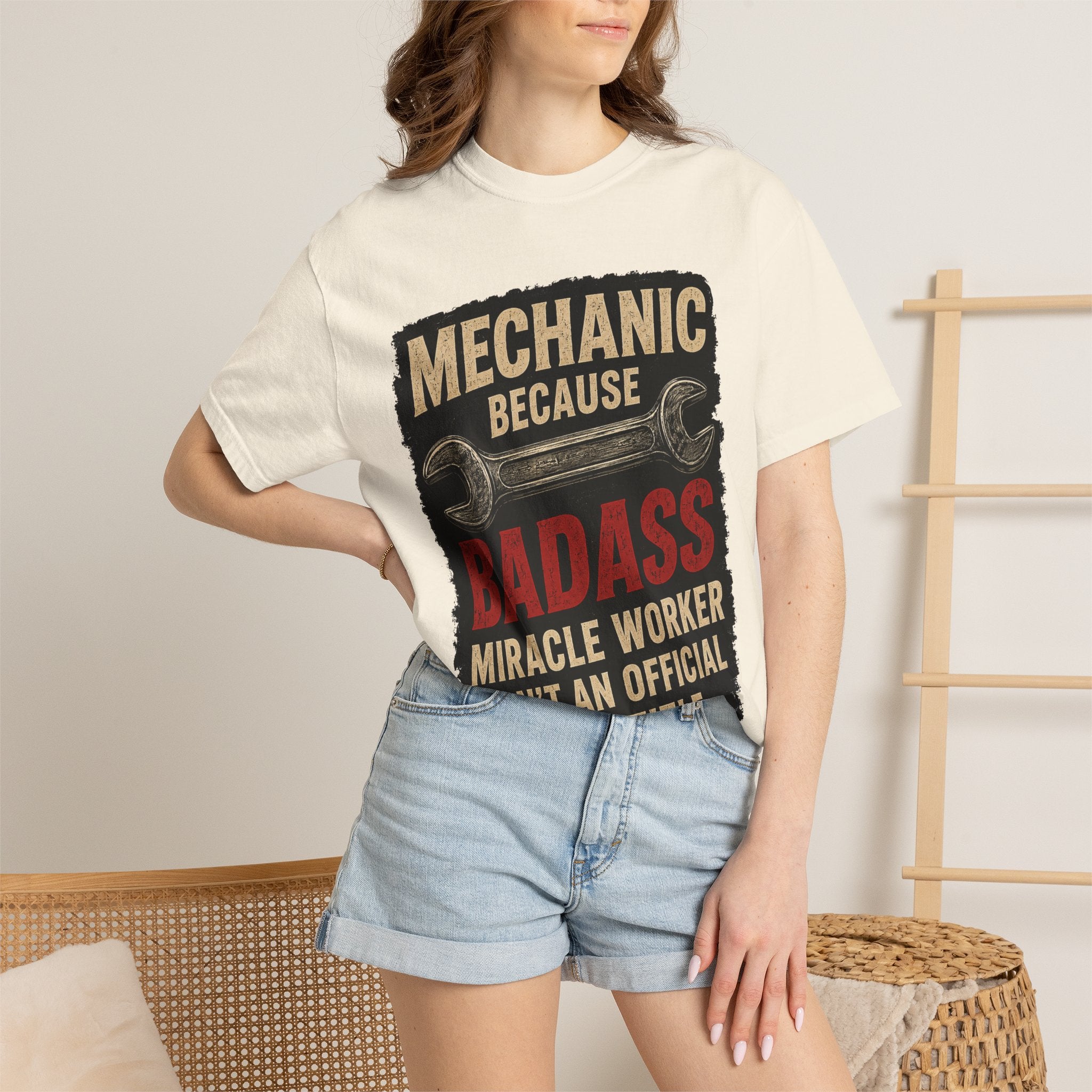 Mechanic T-Shirt — “Mechanic Because Badass Miracle Worker Isn’t an Official Job Title” Graphic Tee #13
