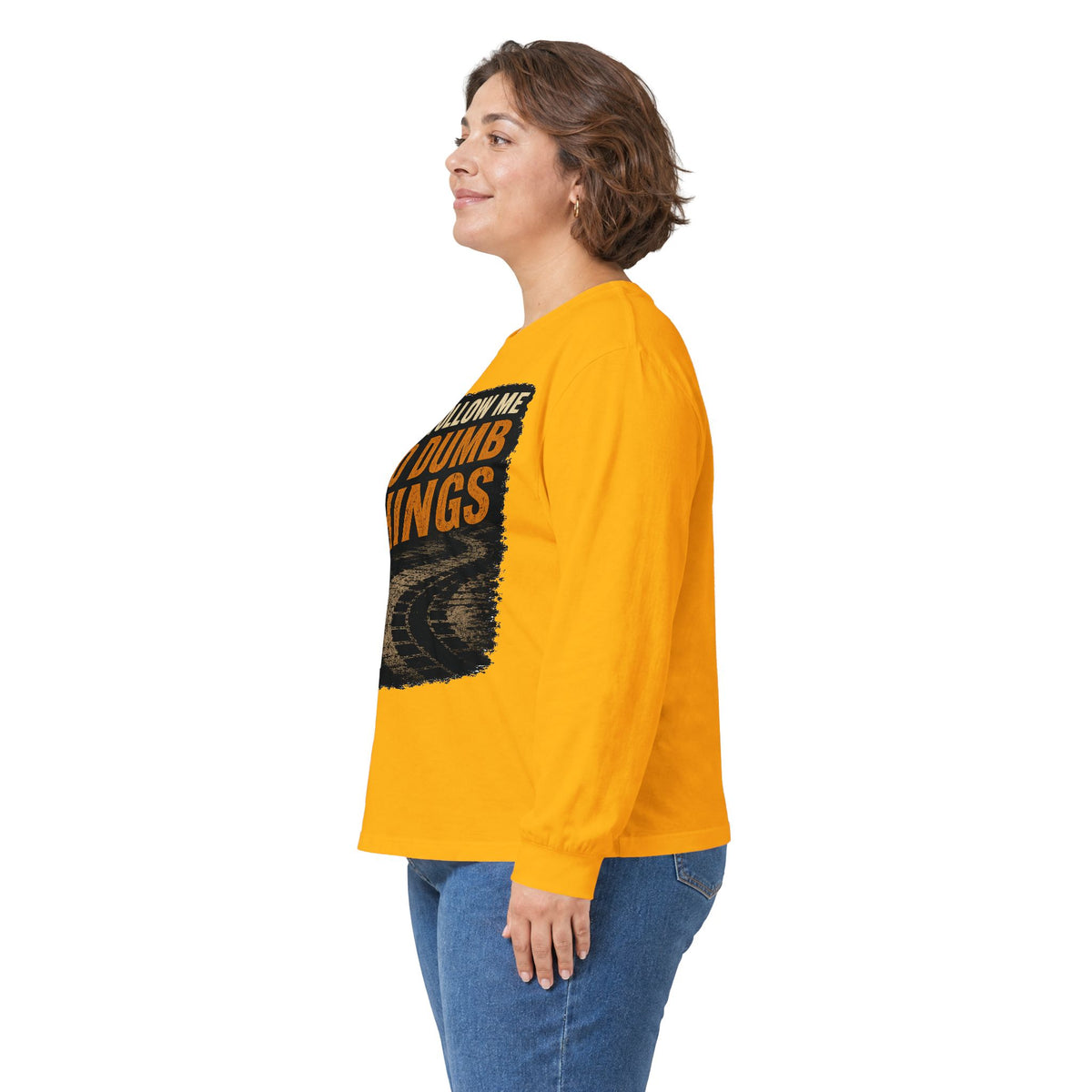 Long Sleeve Tee - "Don't Follow Me I Do Dumb Things" Retro Track Graphic
