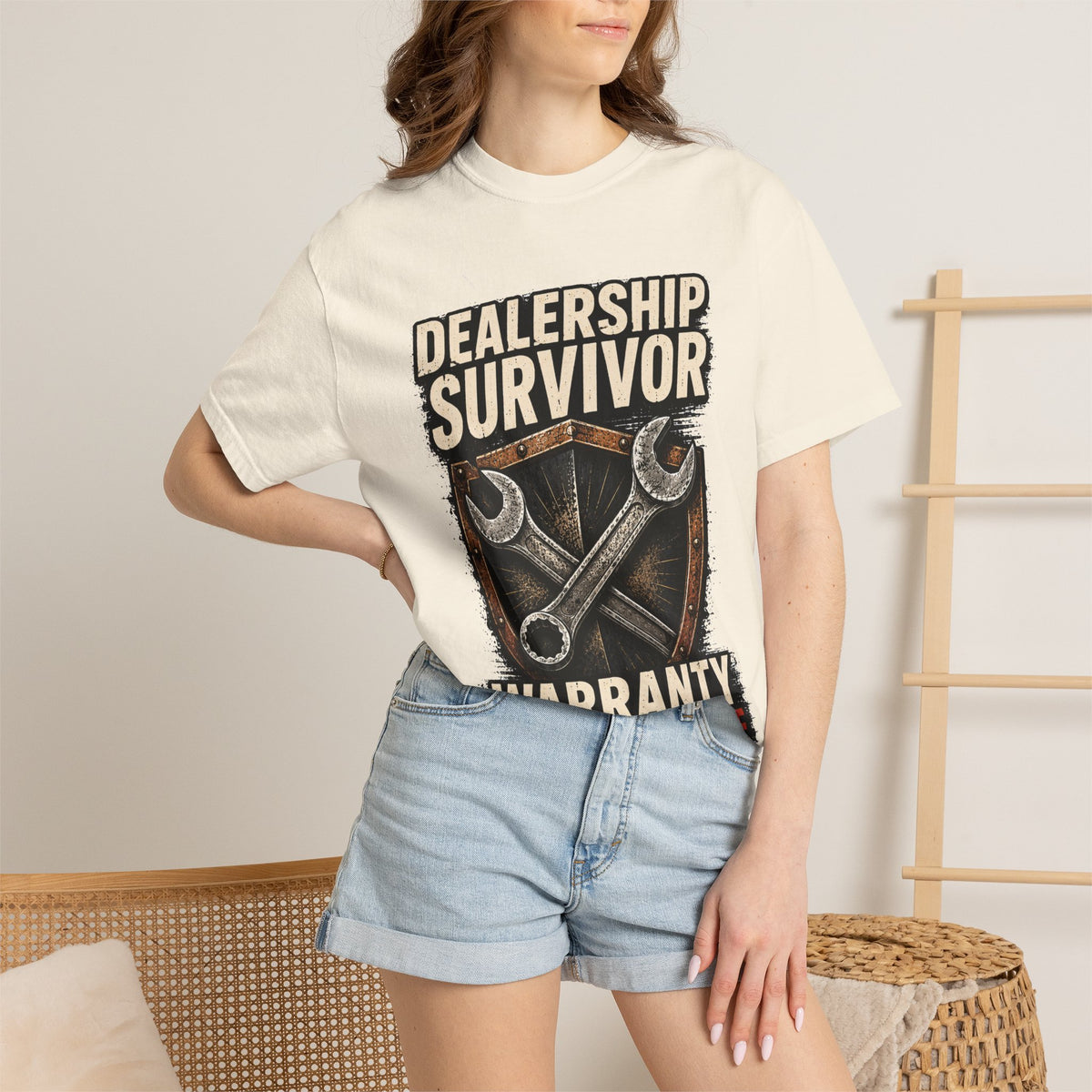 Dealership Survivor T-Shirt — "Warranty Didn't Kill Me" Mechanic Tee