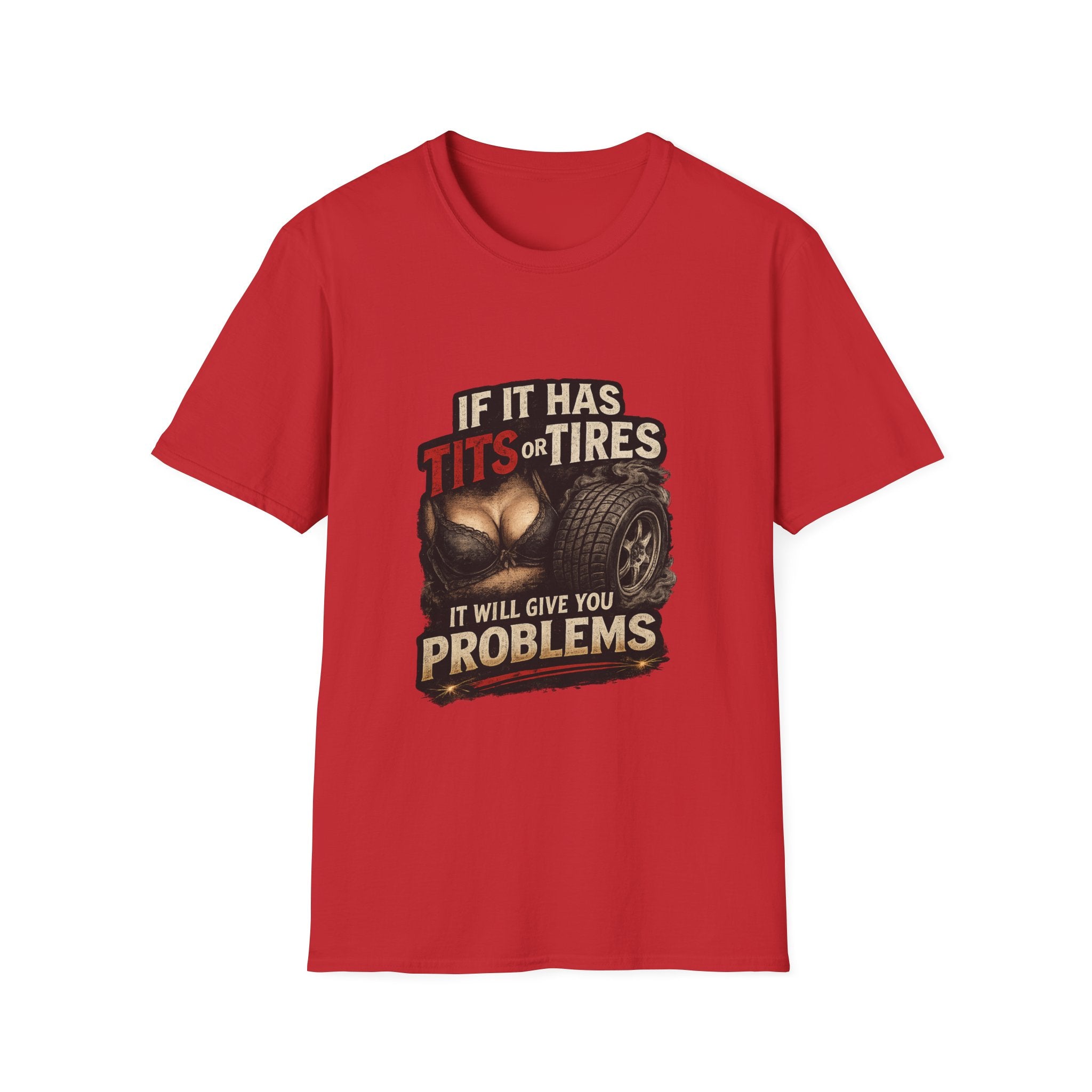 Graphic T-Shirt — "If It Has Tits or Tires" Funny Mechanic Automotive Shirt