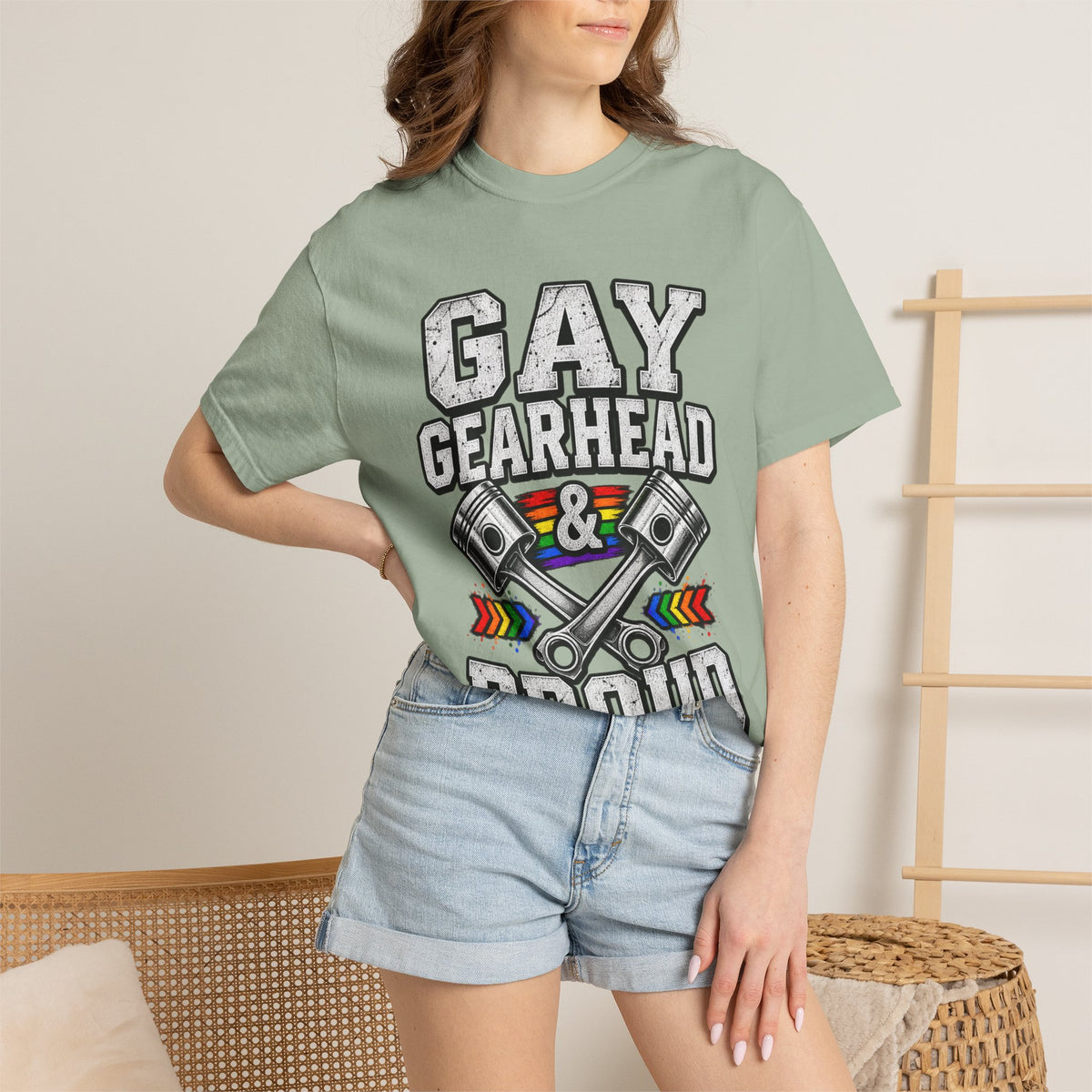 Gay Gearhead & Proud T-Shirt — LGBTQ+ Car Enthusiast Tee