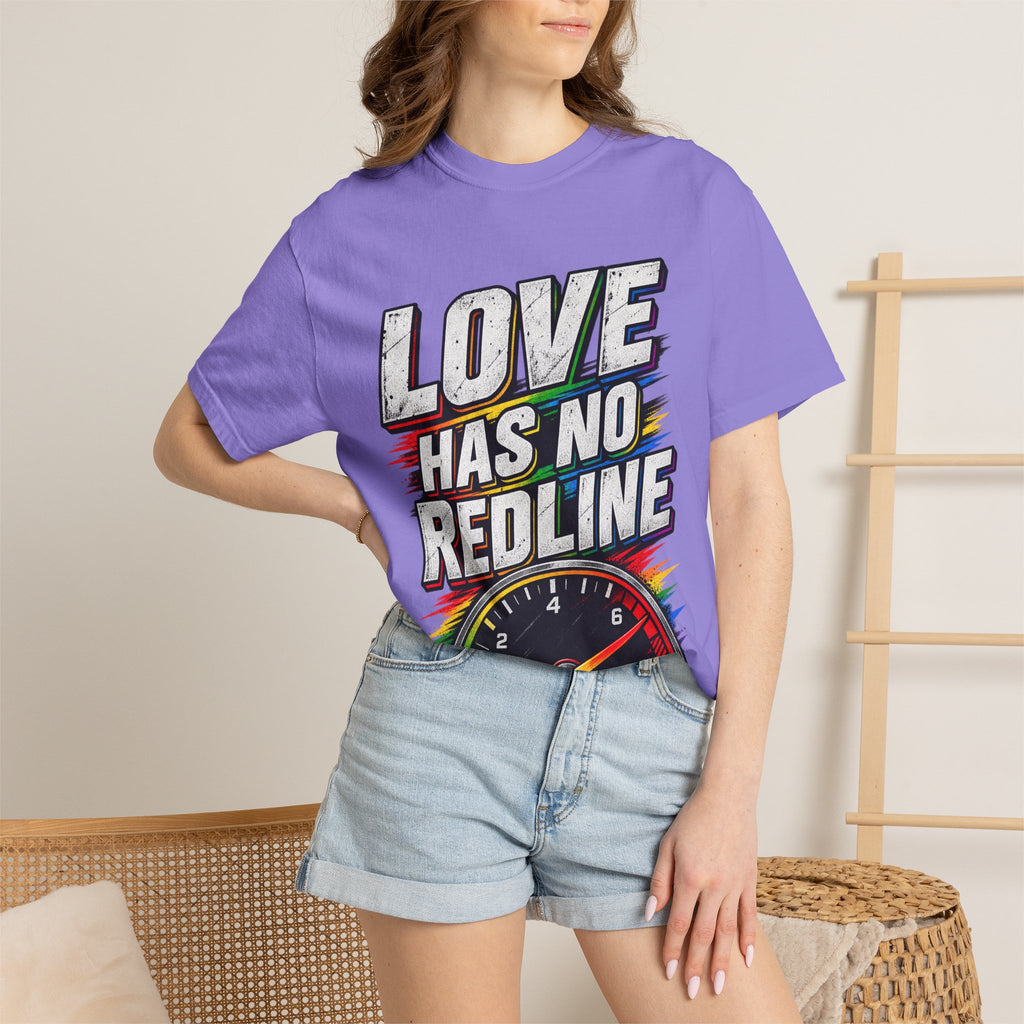 Love Has No Redline T-Shirt — Rainbow Speedometer Pride Tee