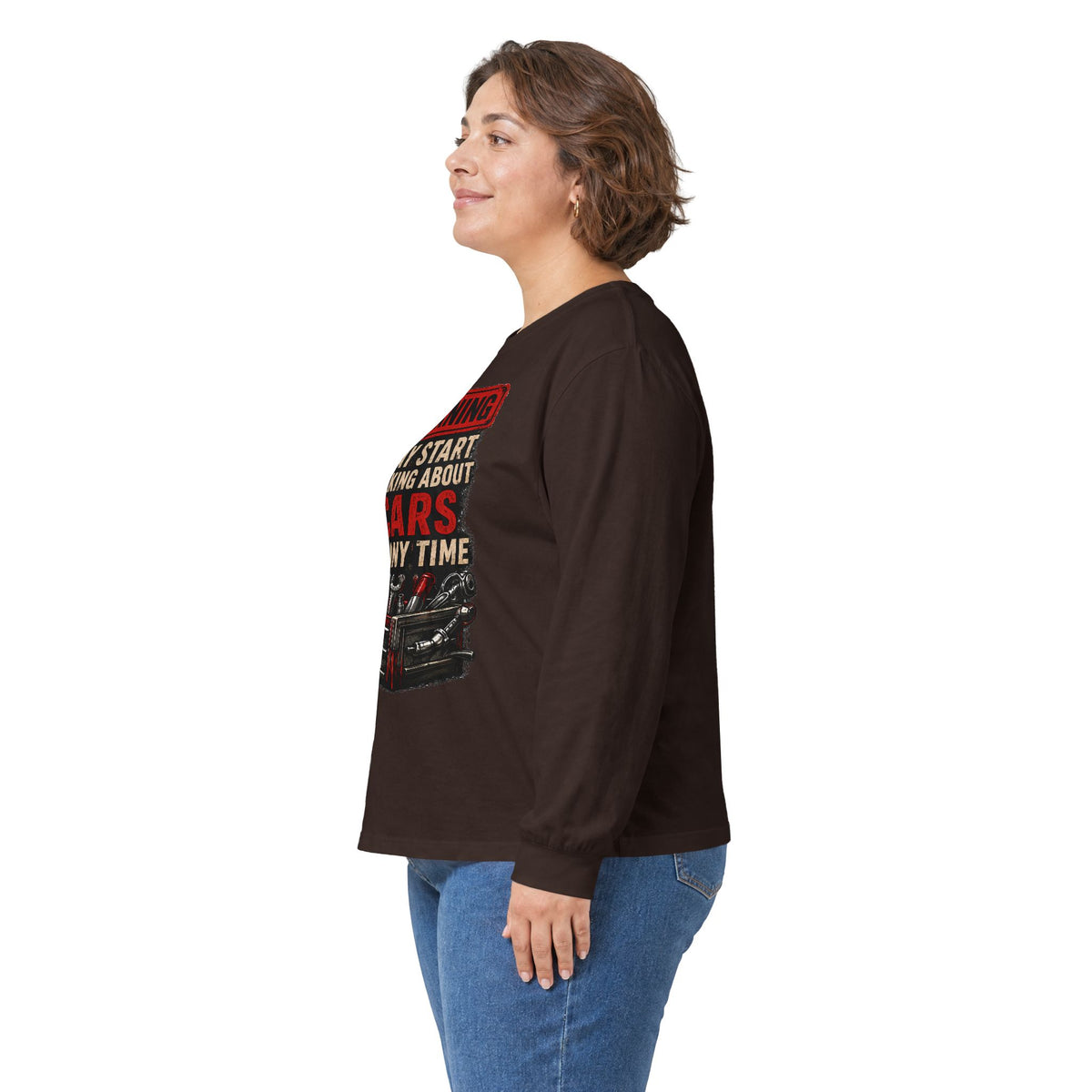Long Sleeve Tee — "Warning: May Start Talking About Cars at Any Time" Car Lover Shirt