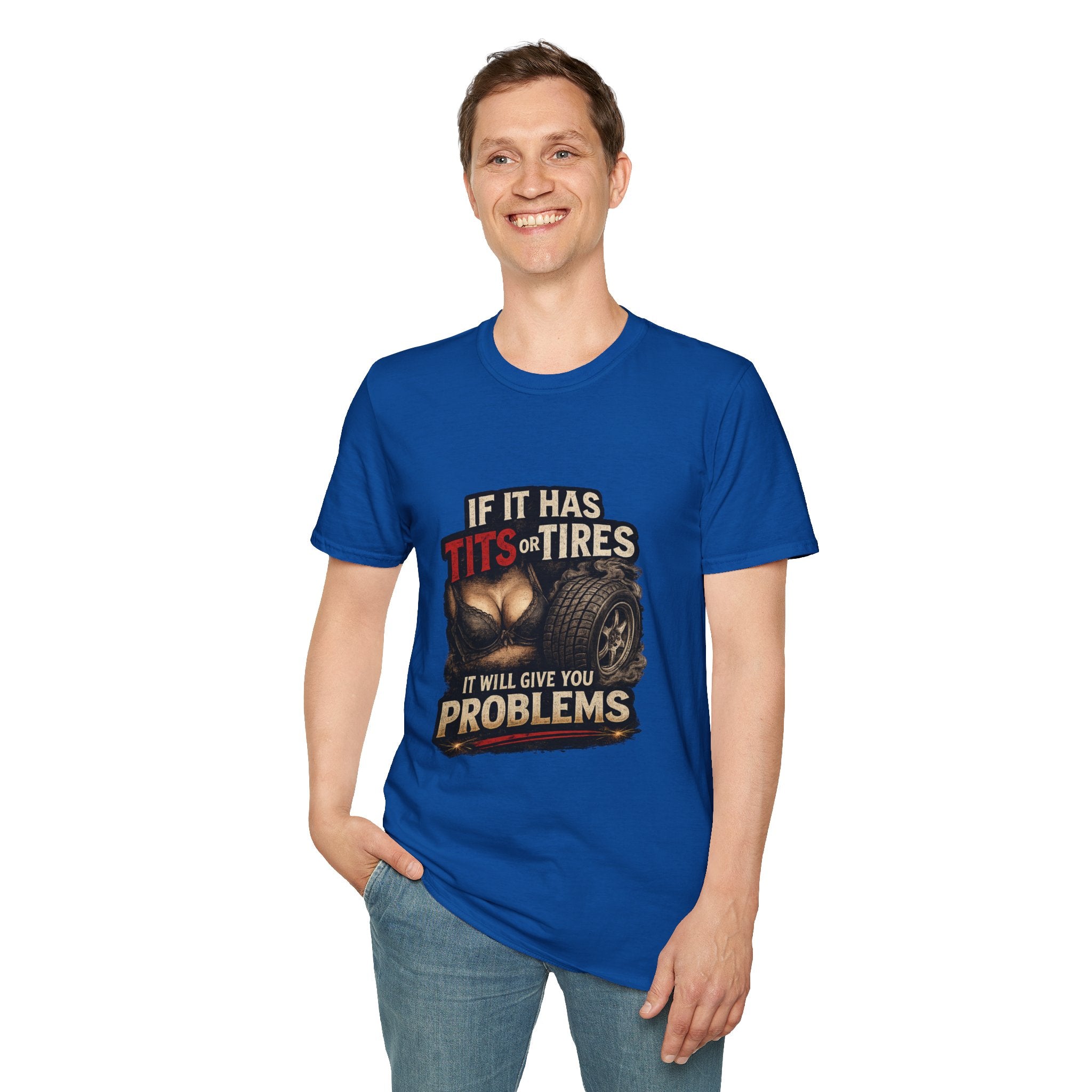 Graphic T-Shirt — "If It Has Tits or Tires" Funny Mechanic Automotive Shirt