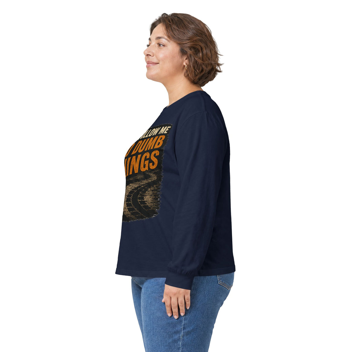 Long Sleeve Tee - "Don't Follow Me I Do Dumb Things" Retro Track Graphic