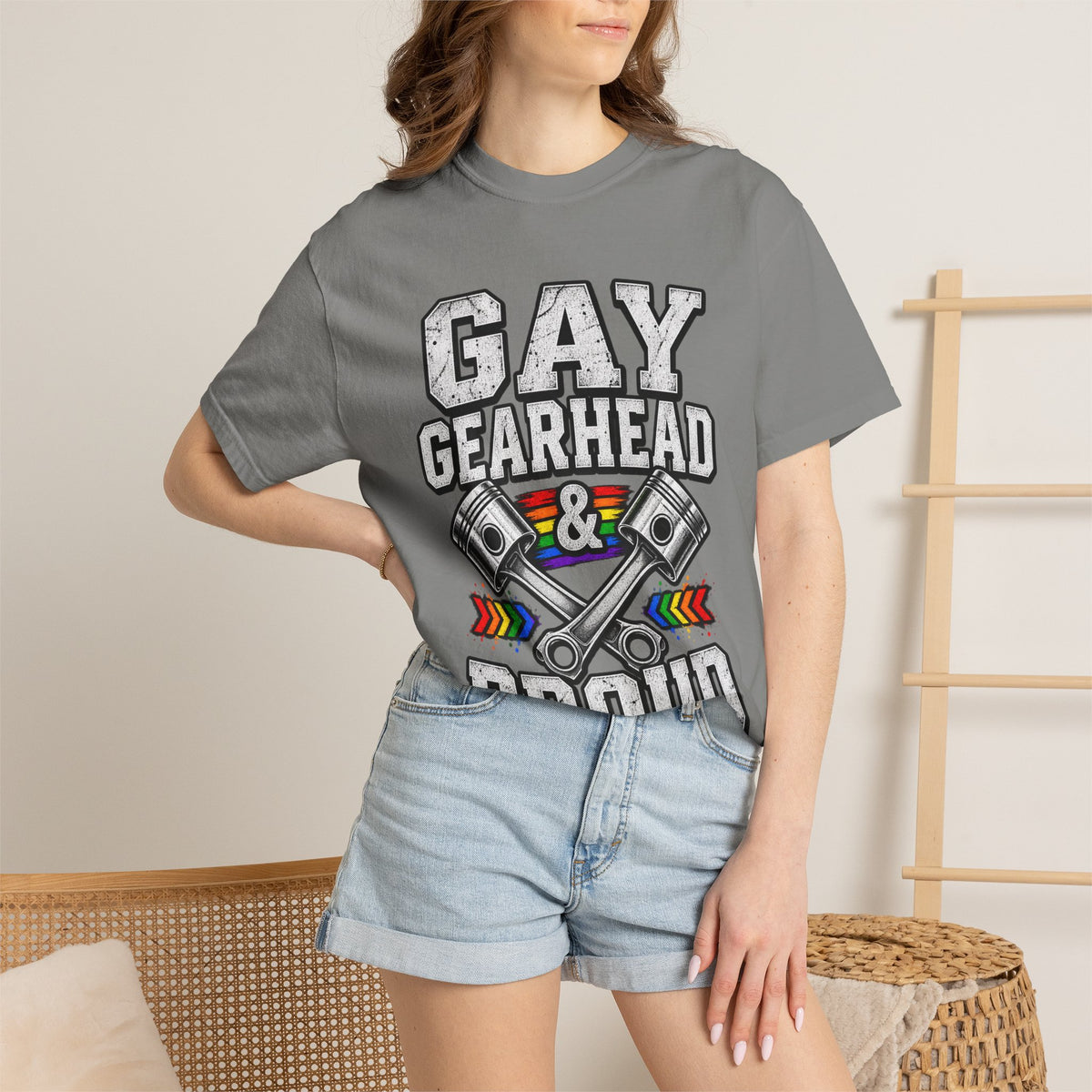 Gay Gearhead & Proud T-Shirt — LGBTQ+ Car Enthusiast Tee