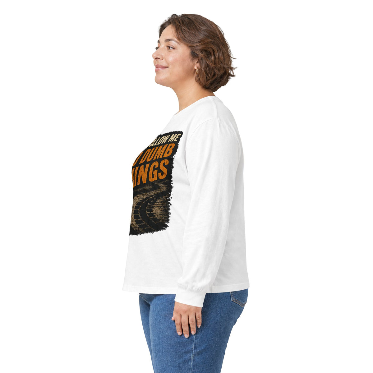 Long Sleeve Tee - "Don't Follow Me I Do Dumb Things" Retro Track Graphic