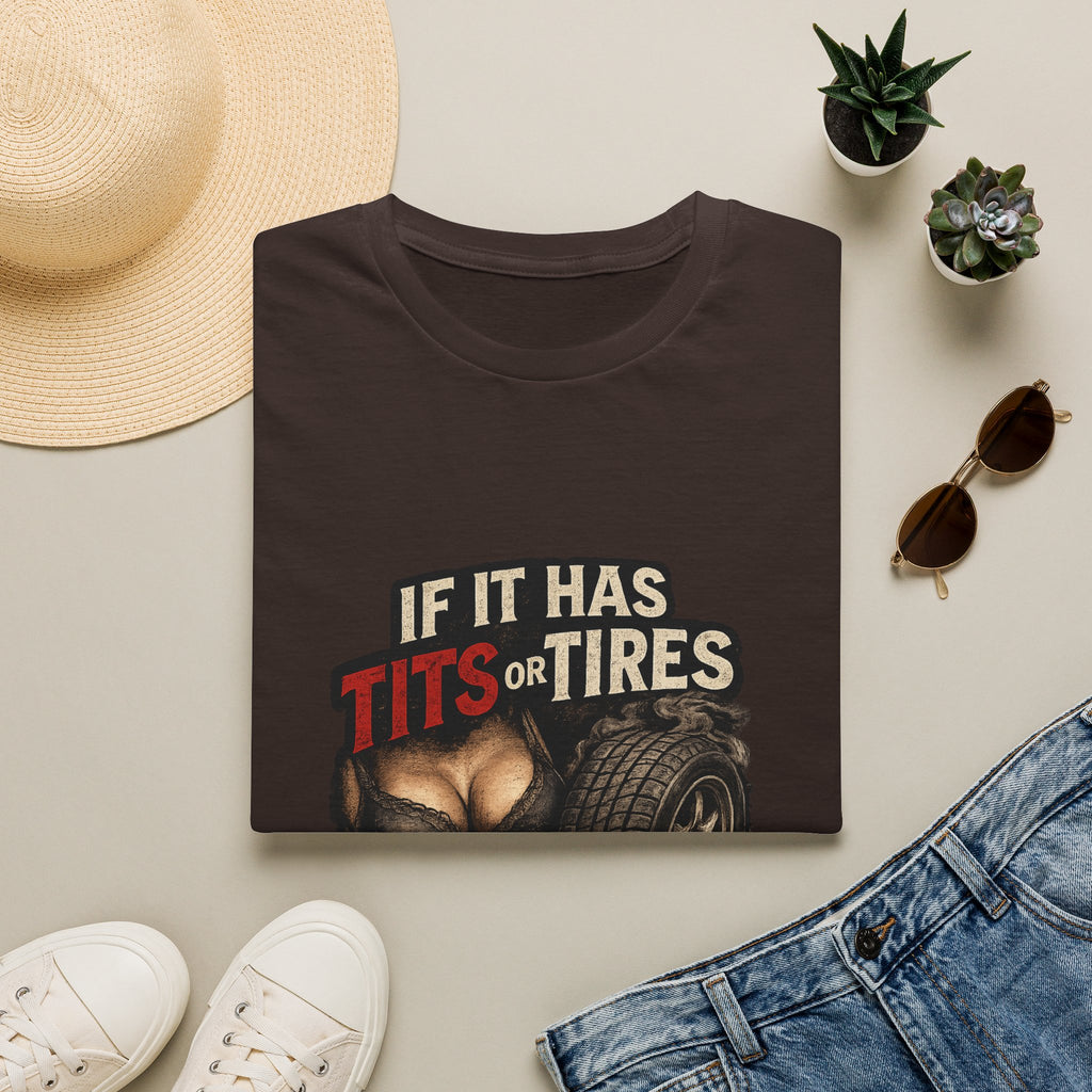 Graphic T-Shirt — "If It Has Tits or Tires" Funny Mechanic Automotive Shirt
