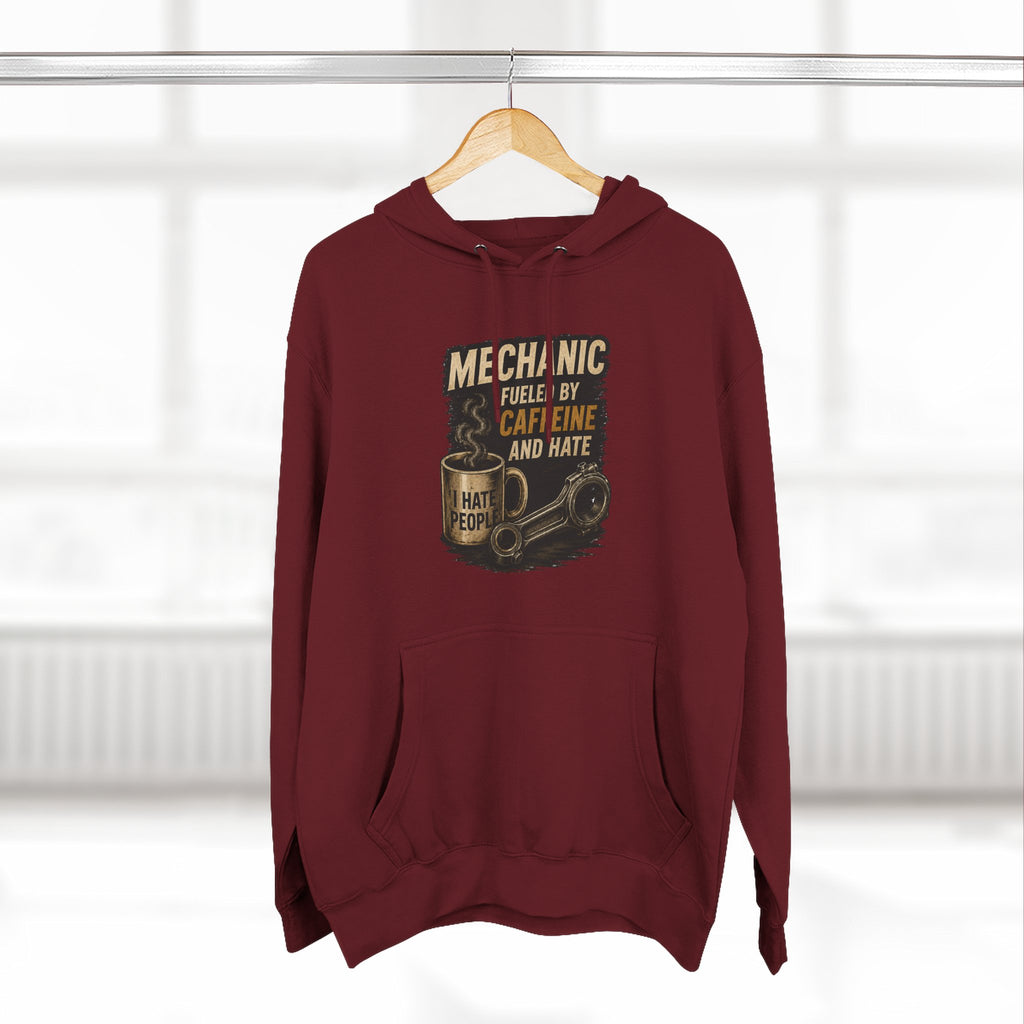 Mechanic Hoodie — 'Fueled by Caffeine and Hate' Graphic Pullover