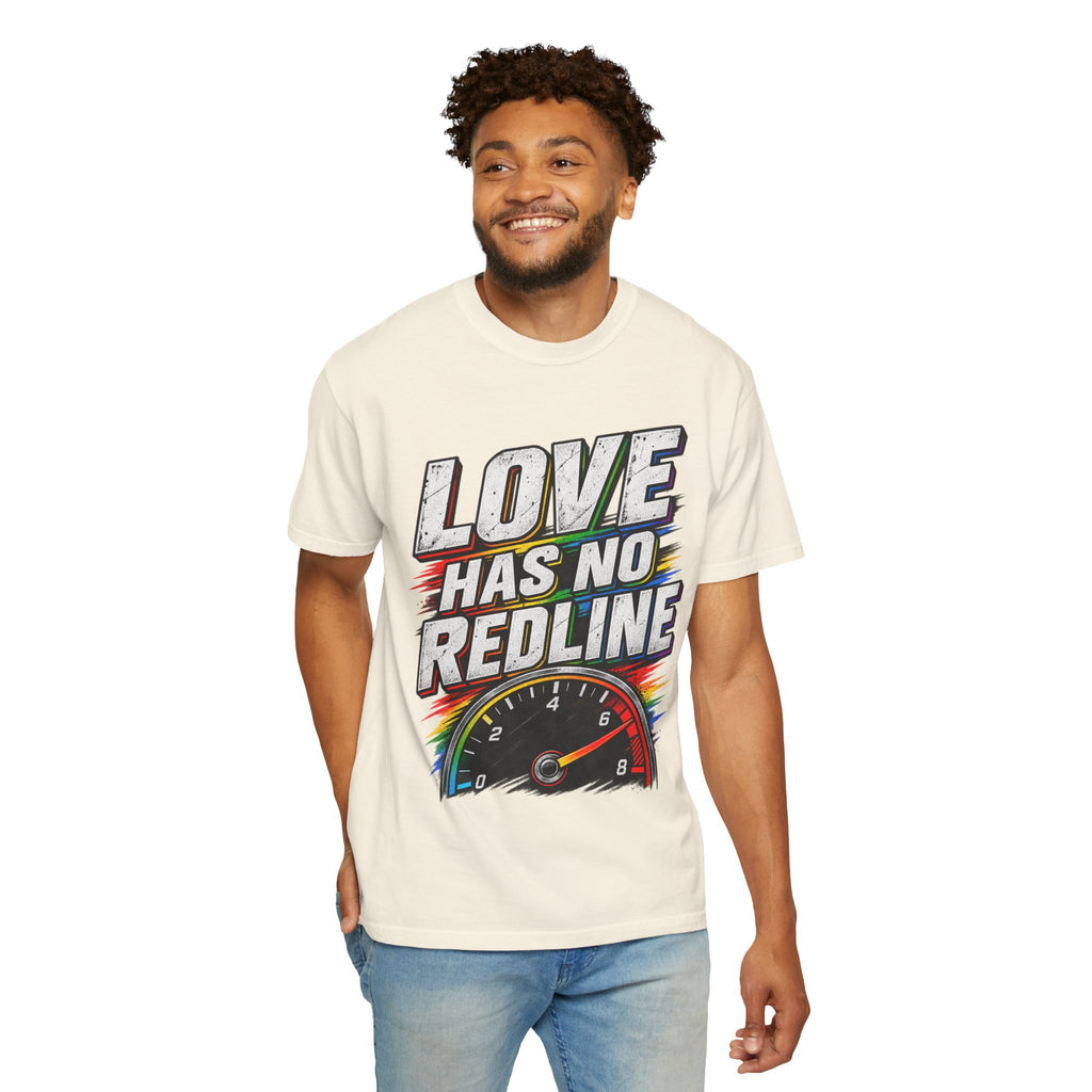 Love Has No Redline T-Shirt — Rainbow Speedometer Pride Tee