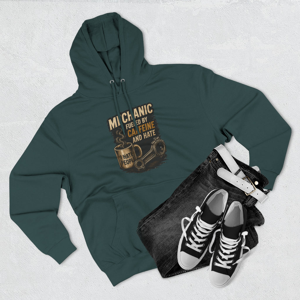 Mechanic Hoodie — 'Fueled by Caffeine and Hate' Graphic Pullover
