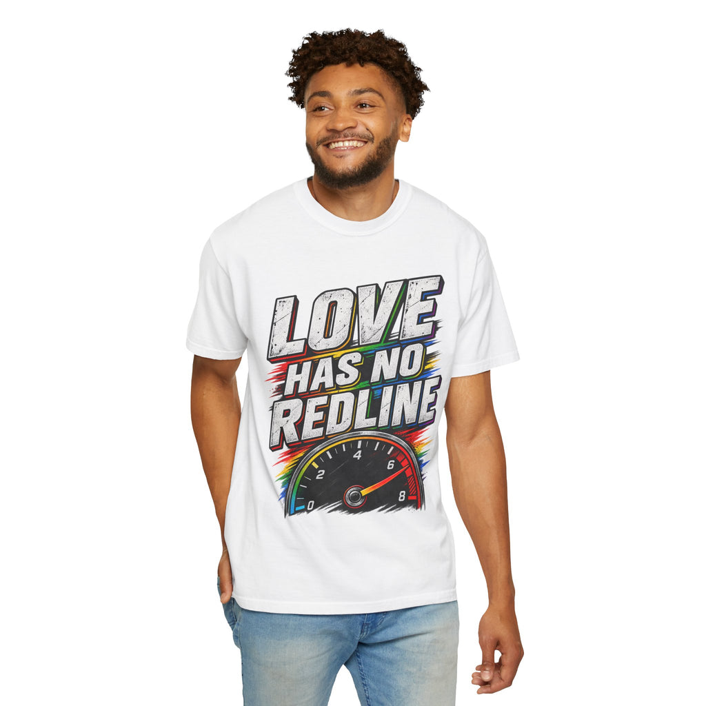 Love Has No Redline T-Shirt — Rainbow Speedometer Pride Tee