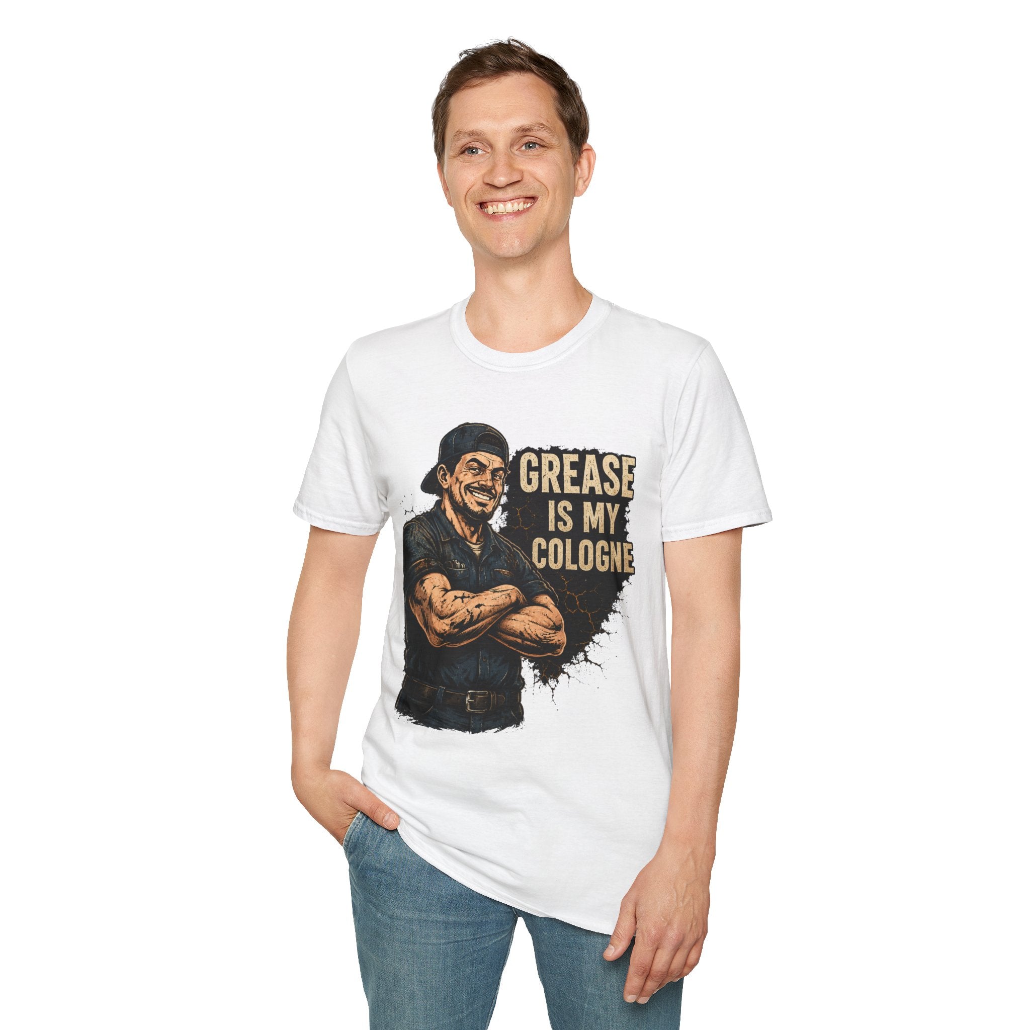 Grease Is My Cologne T‑Shirt — Funny Mechanic Vintage Auto Tee