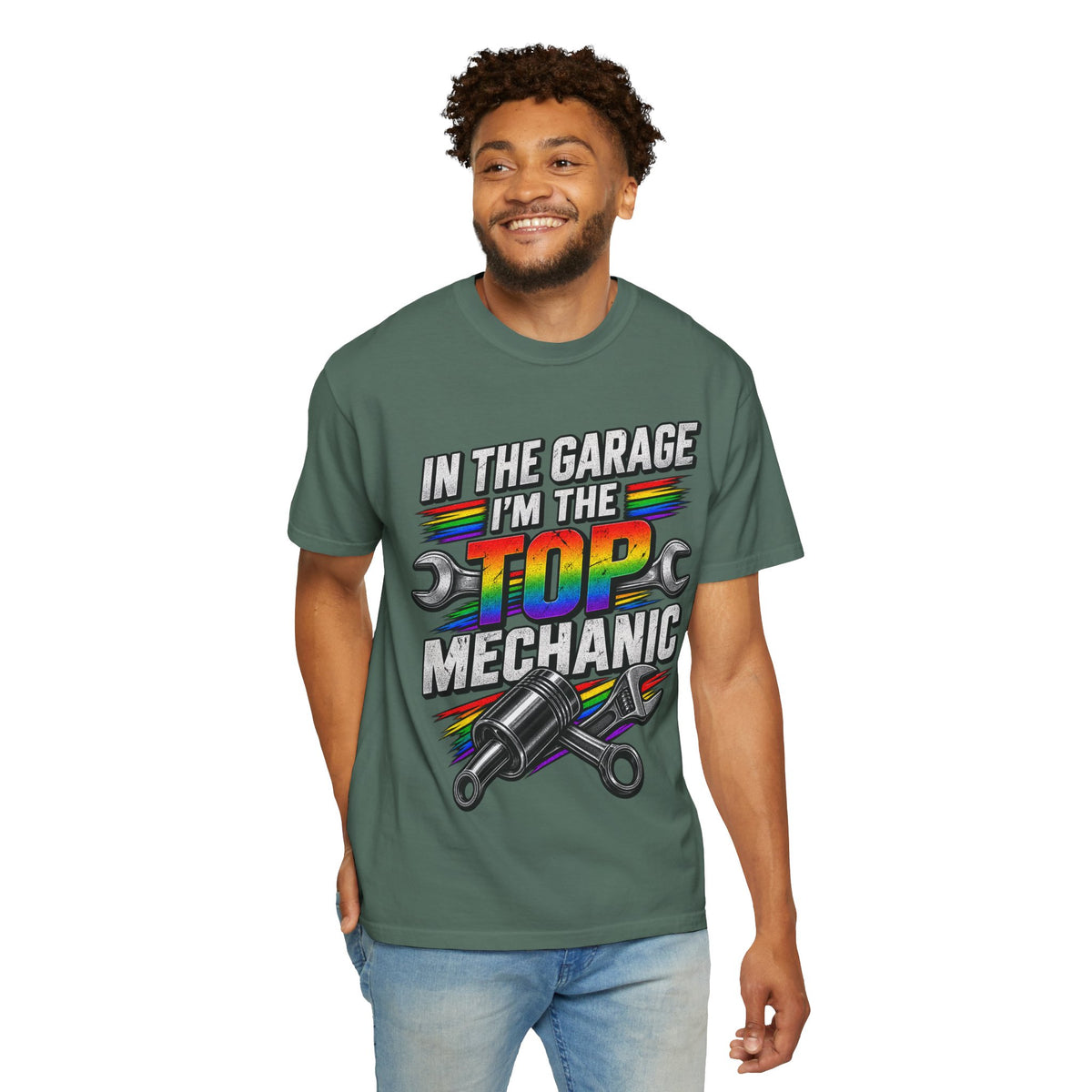 Top Mechanic T-Shirt — "In the Garage I'm the Top Mechanic" Graphic Tee
