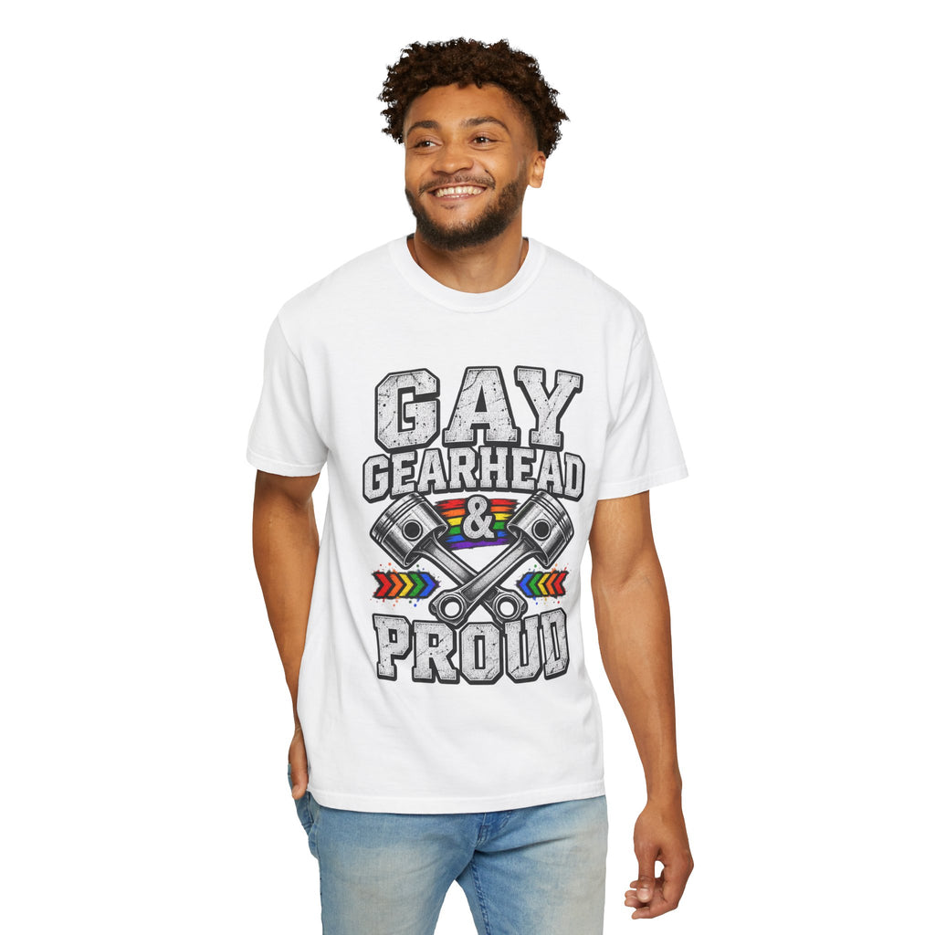 Gay Gearhead & Proud T-Shirt — LGBTQ+ Car Enthusiast Tee