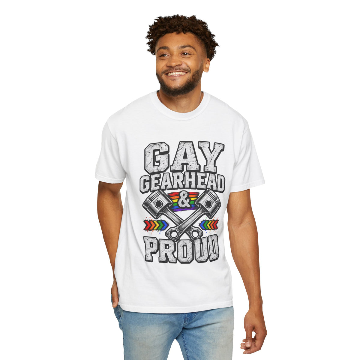 Gay Gearhead & Proud T-Shirt — LGBTQ+ Car Enthusiast Tee