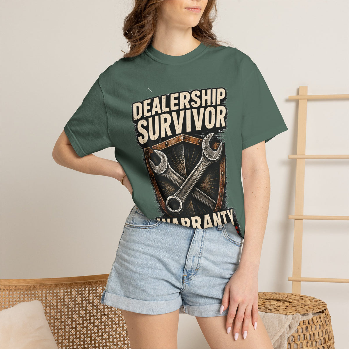 Dealership Survivor T-Shirt — "Warranty Didn't Kill Me" Mechanic Tee