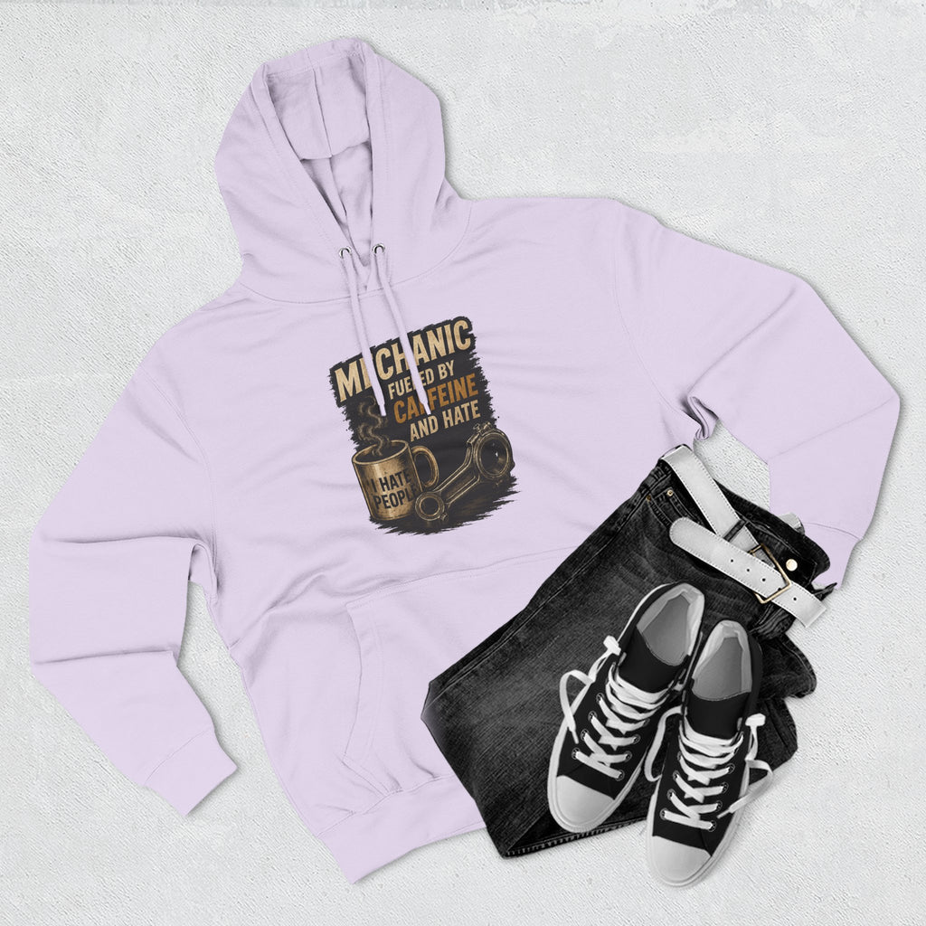 Mechanic Hoodie — 'Fueled by Caffeine and Hate' Graphic Pullover