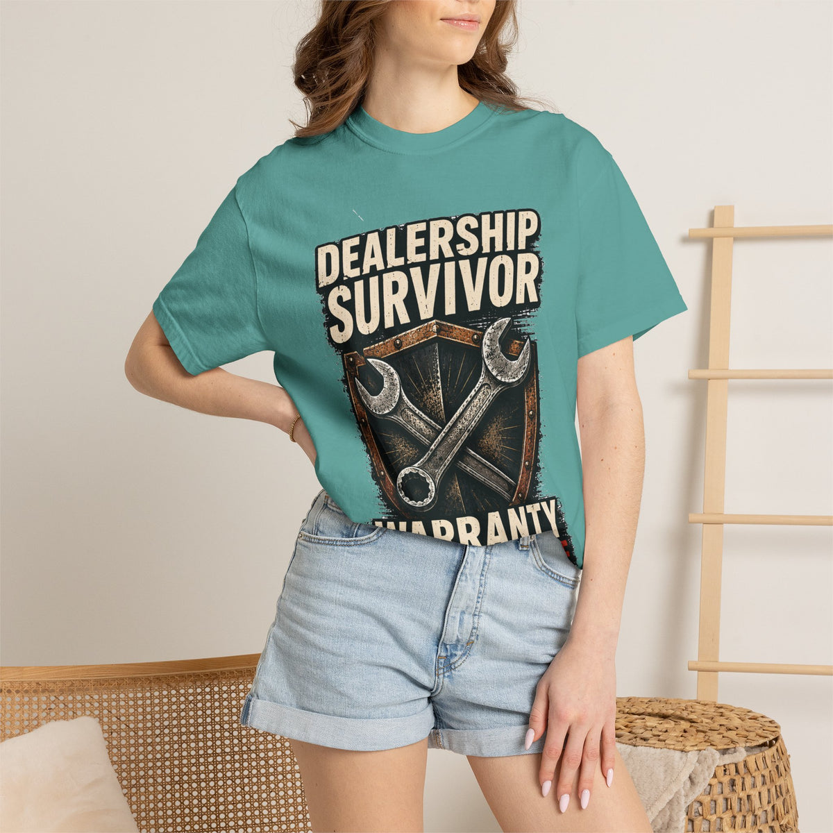 Dealership Survivor T-Shirt — "Warranty Didn't Kill Me" Mechanic Tee