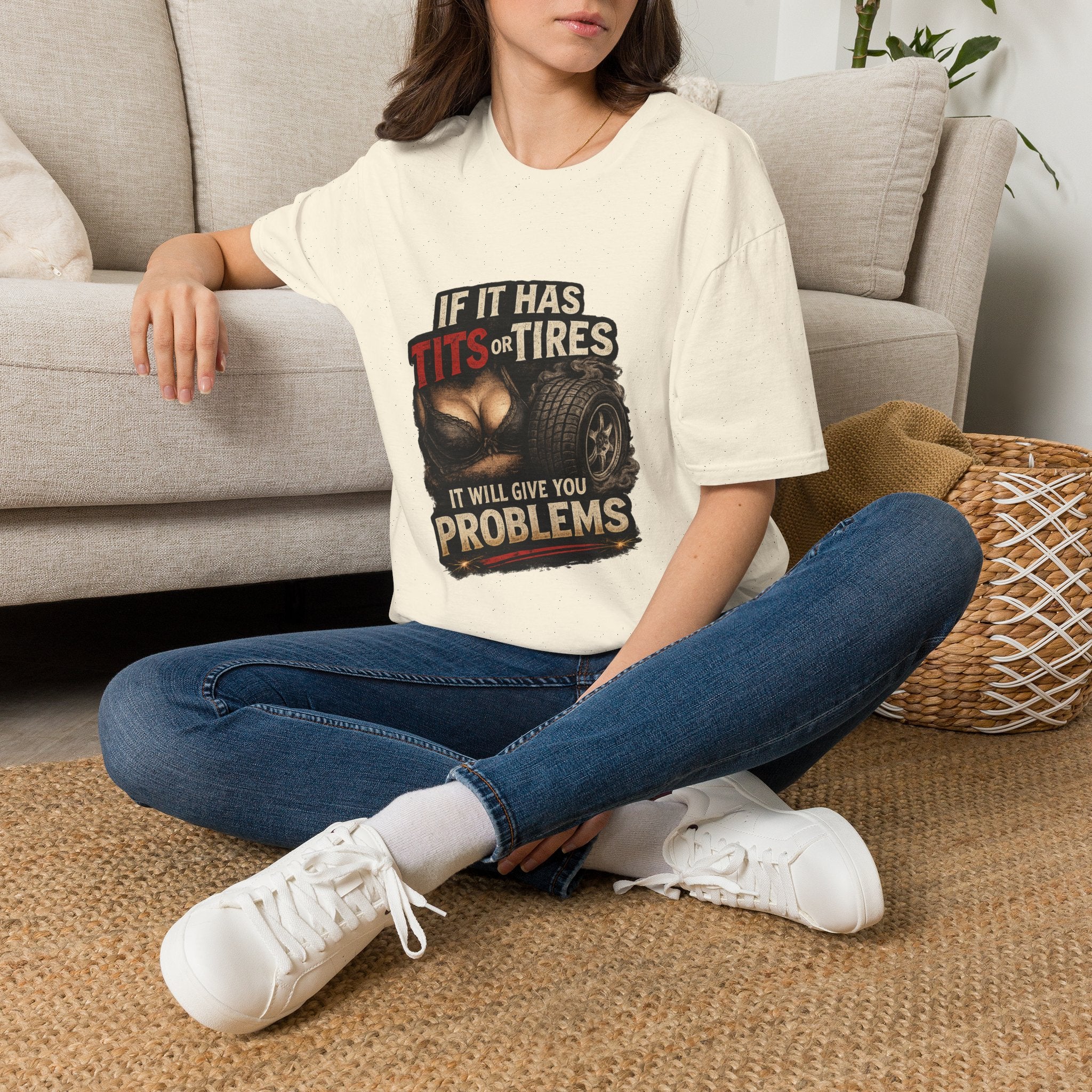 Graphic T-Shirt — "If It Has Tits or Tires" Funny Mechanic Automotive Shirt