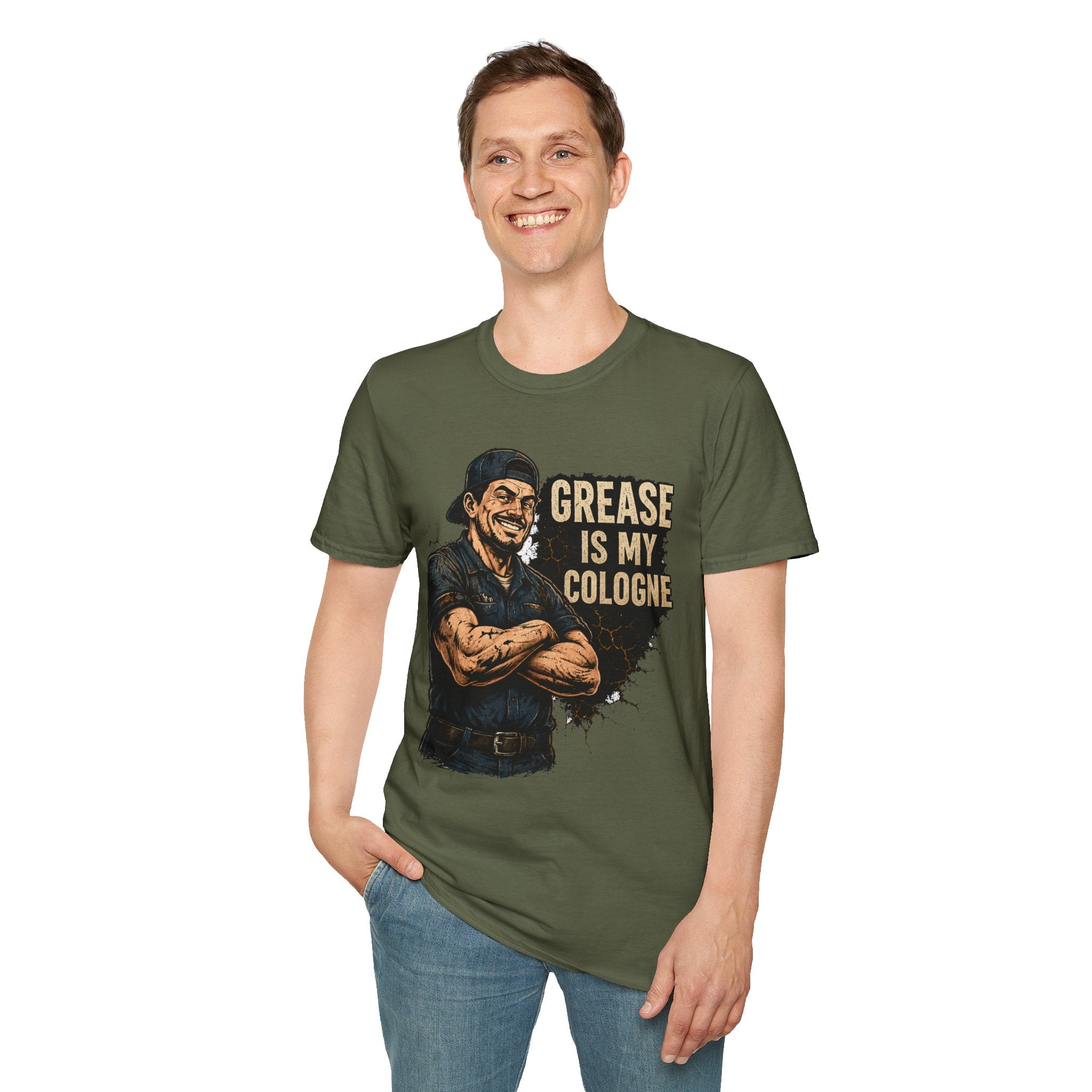 Grease Is My Cologne T‑Shirt — Funny Mechanic Vintage Auto Tee