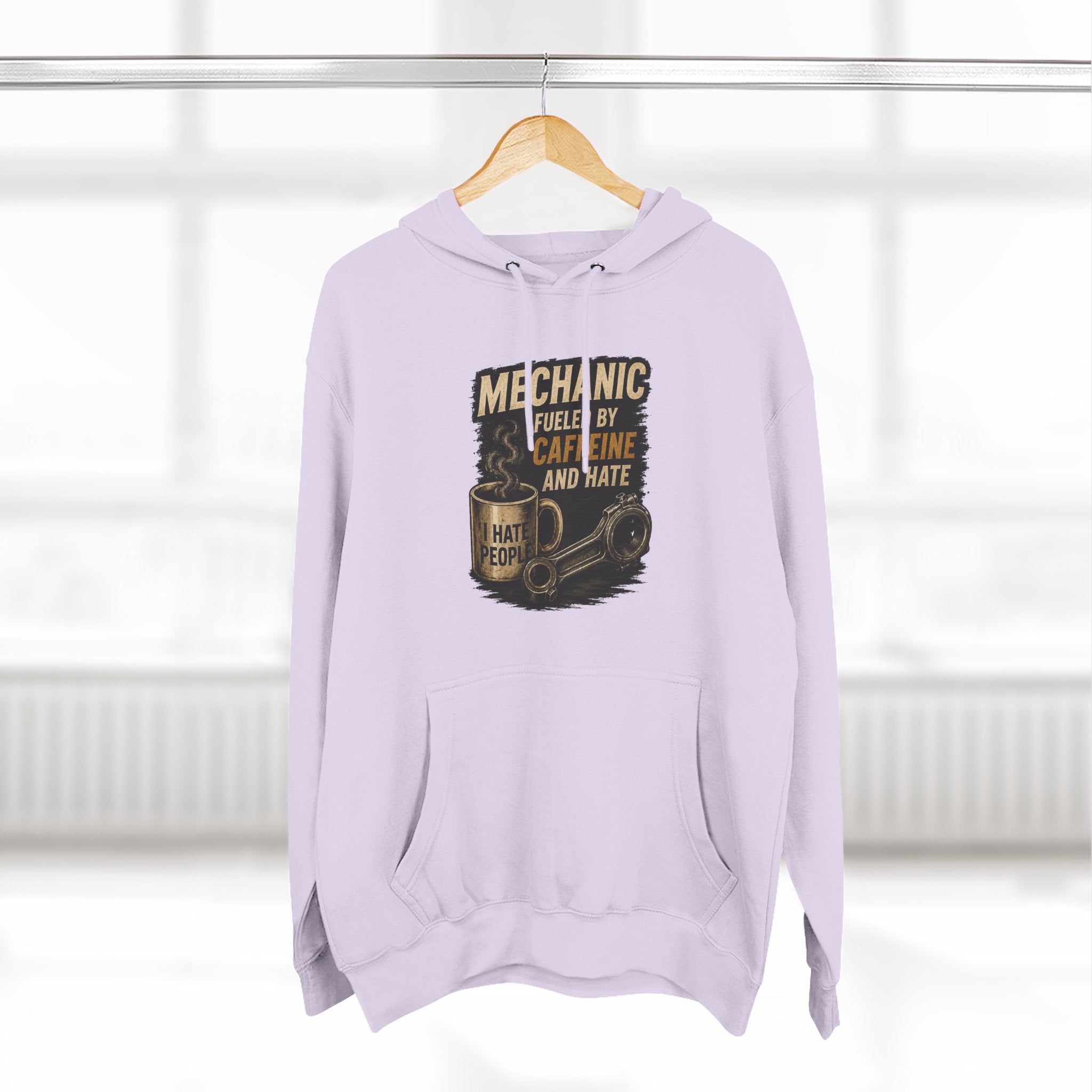 Mechanic Hoodie — 'Fueled by Caffeine and Hate' Graphic Pullover