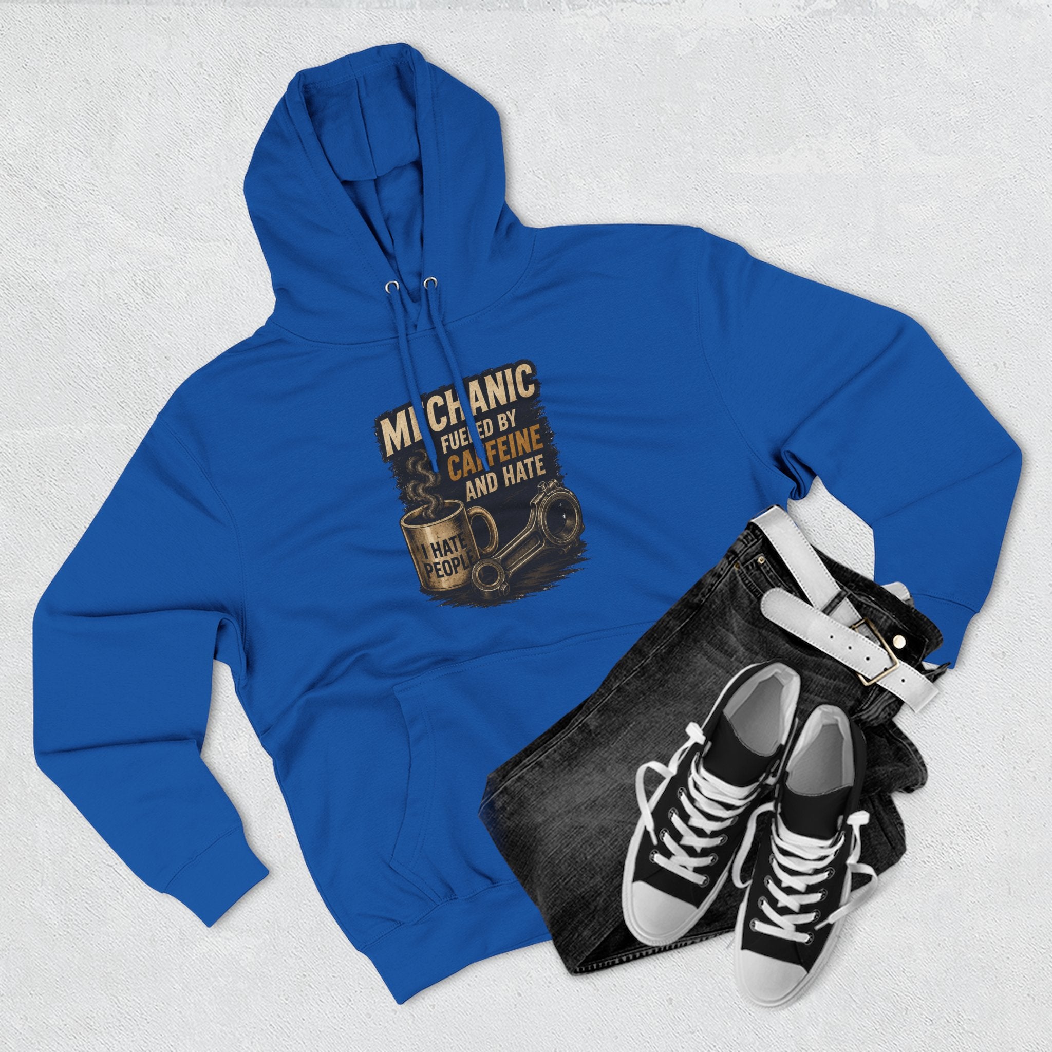 Mechanic Hoodie — 'Fueled by Caffeine and Hate' Graphic Pullover