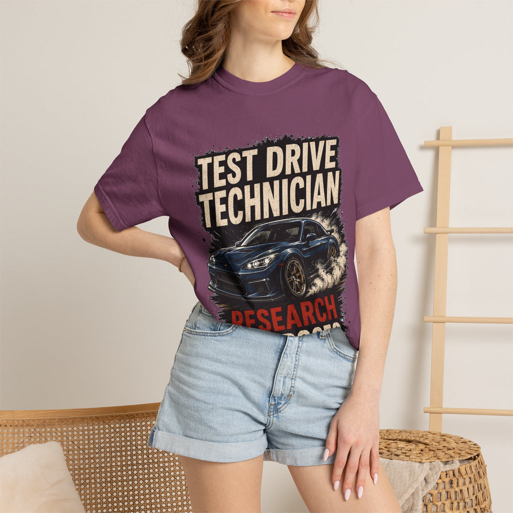 Test Drive Technician T-Shirt — "Research Purposes" Car Racing Graphic Tee
