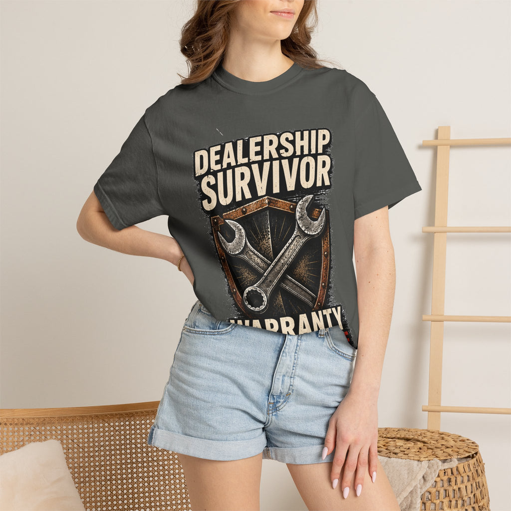 Dealership Survivor T-Shirt — "Warranty Didn't Kill Me" Mechanic Tee