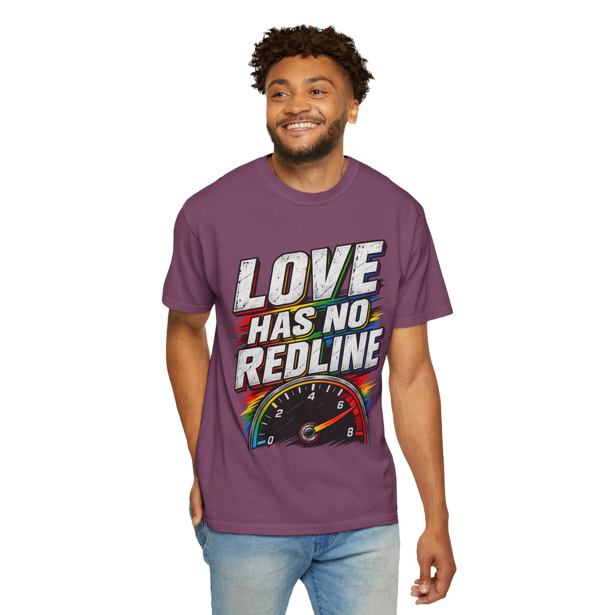 Love Has No Redline T-Shirt — Rainbow Speedometer Pride Tee