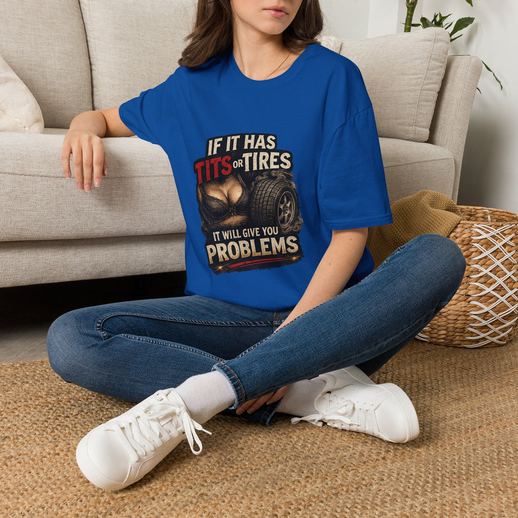 Graphic T-Shirt — "If It Has Tits or Tires" Funny Mechanic Automotive Shirt