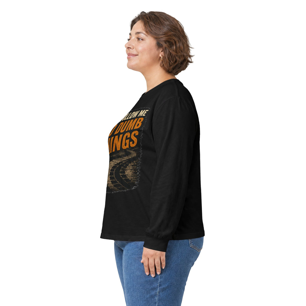 Long Sleeve Tee - "Don't Follow Me I Do Dumb Things" Retro Track Graphic