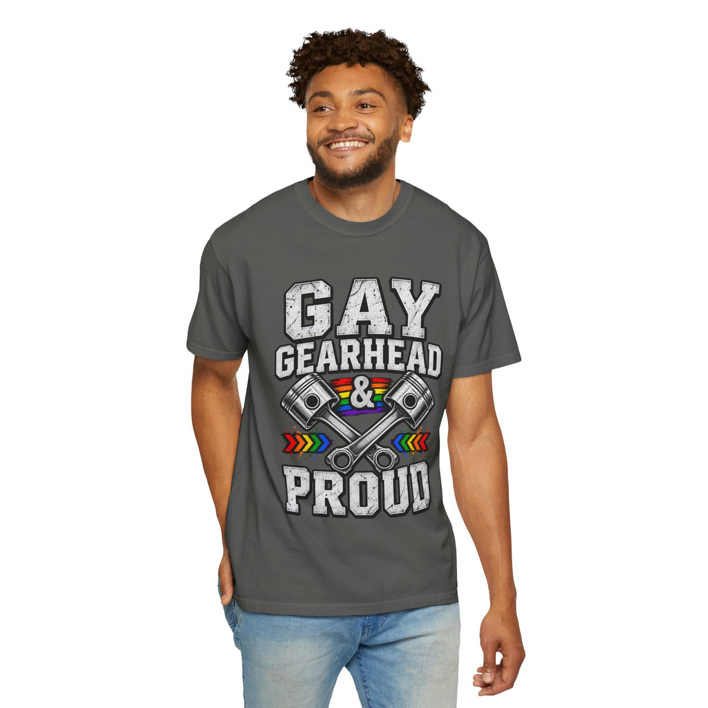 Gay Gearhead & Proud T-Shirt — LGBTQ+ Car Enthusiast Tee