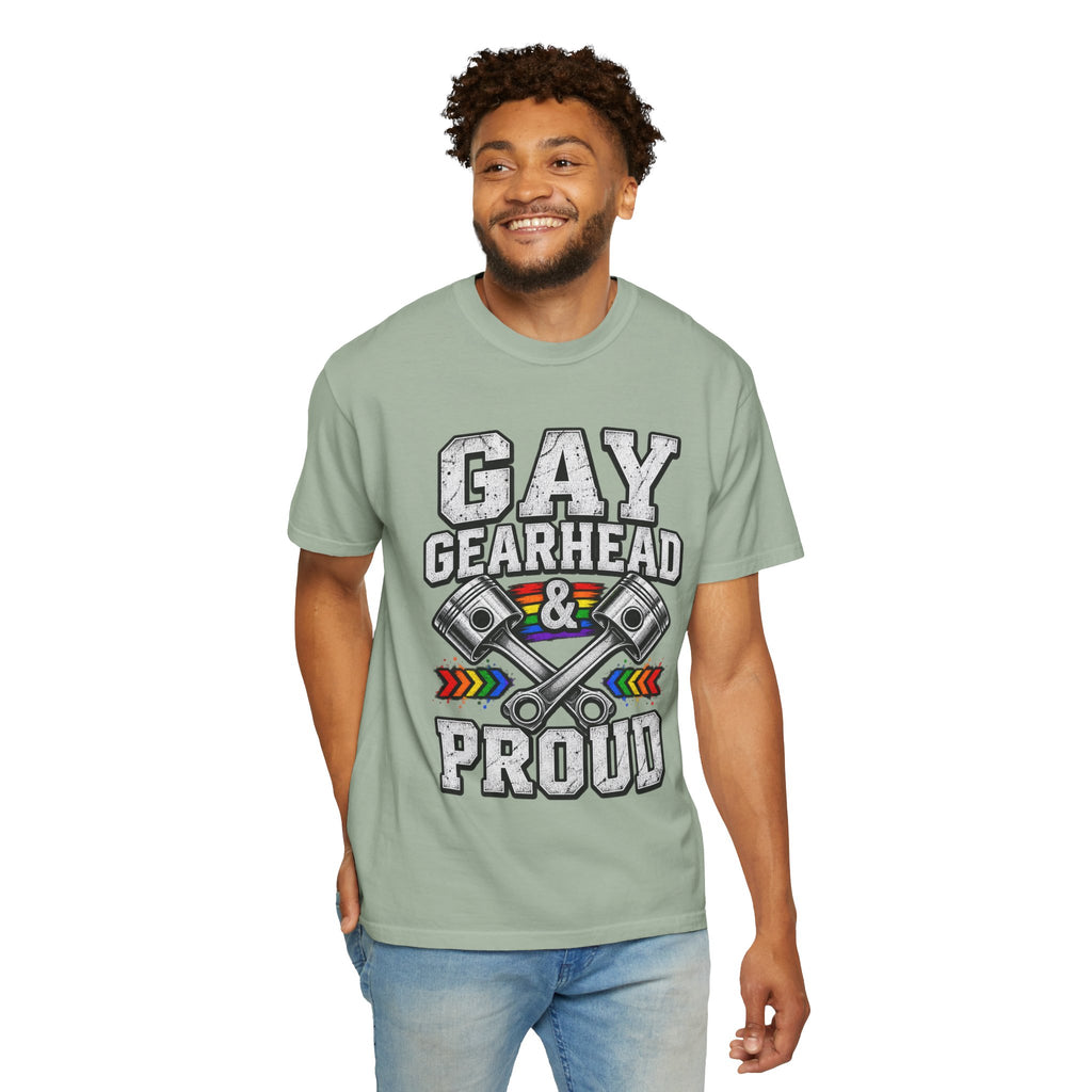 Gay Gearhead & Proud T-Shirt — LGBTQ+ Car Enthusiast Tee