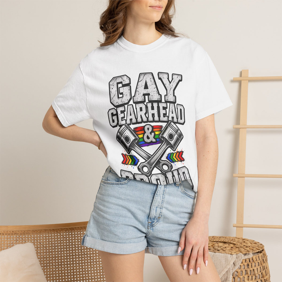 Gay Gearhead & Proud T-Shirt — LGBTQ+ Car Enthusiast Tee