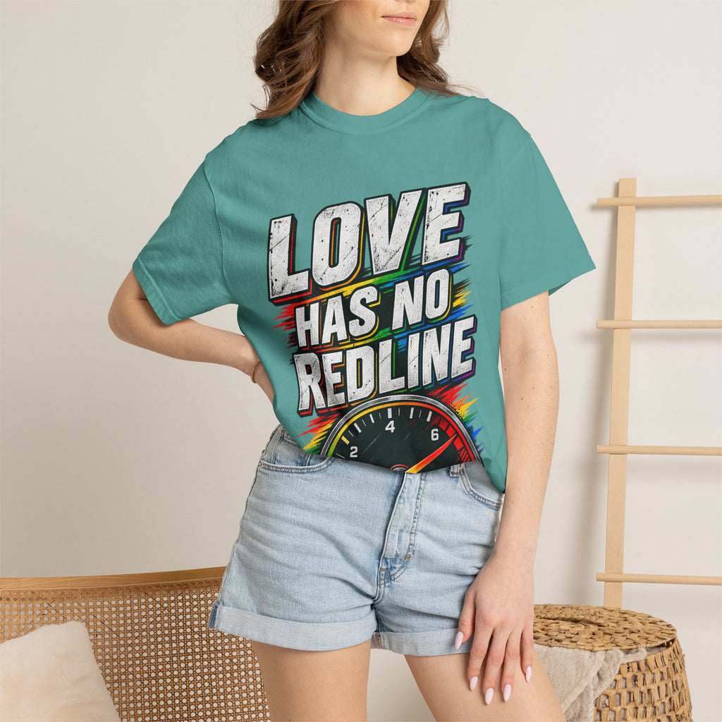 Love Has No Redline T-Shirt — Rainbow Speedometer Pride Tee
