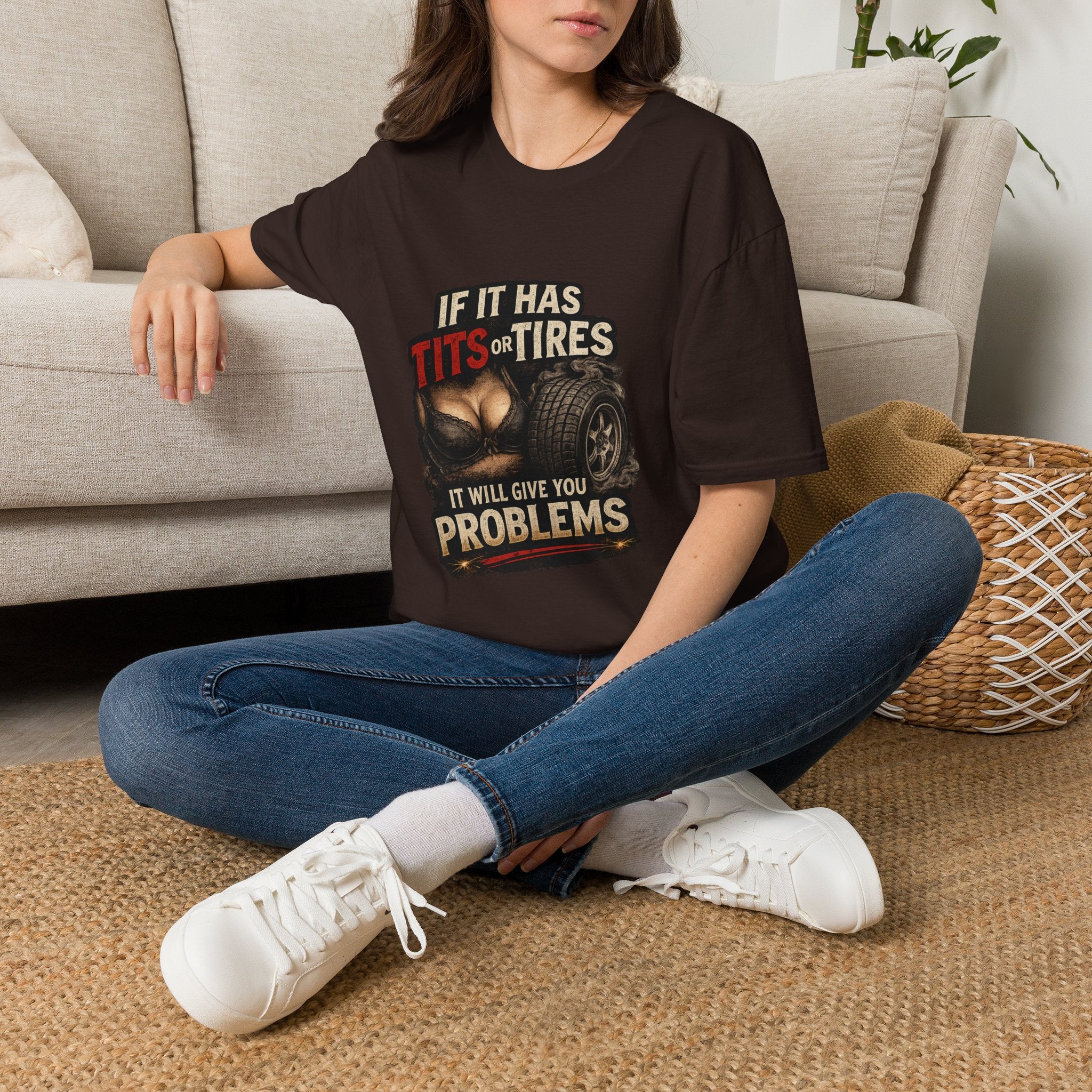 Graphic T-Shirt — "If It Has Tits or Tires" Funny Mechanic Automotive Shirt