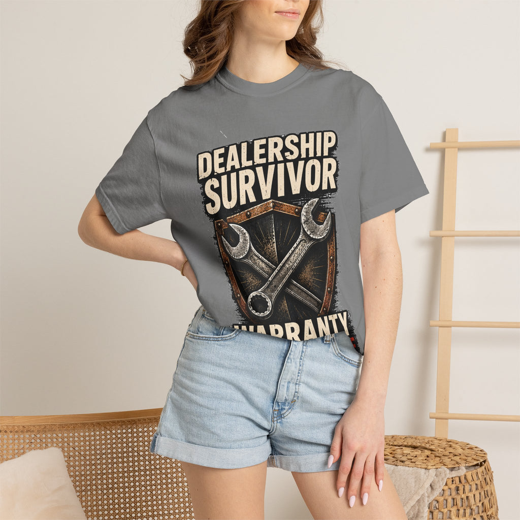 Dealership Survivor T-Shirt — "Warranty Didn't Kill Me" Mechanic Tee