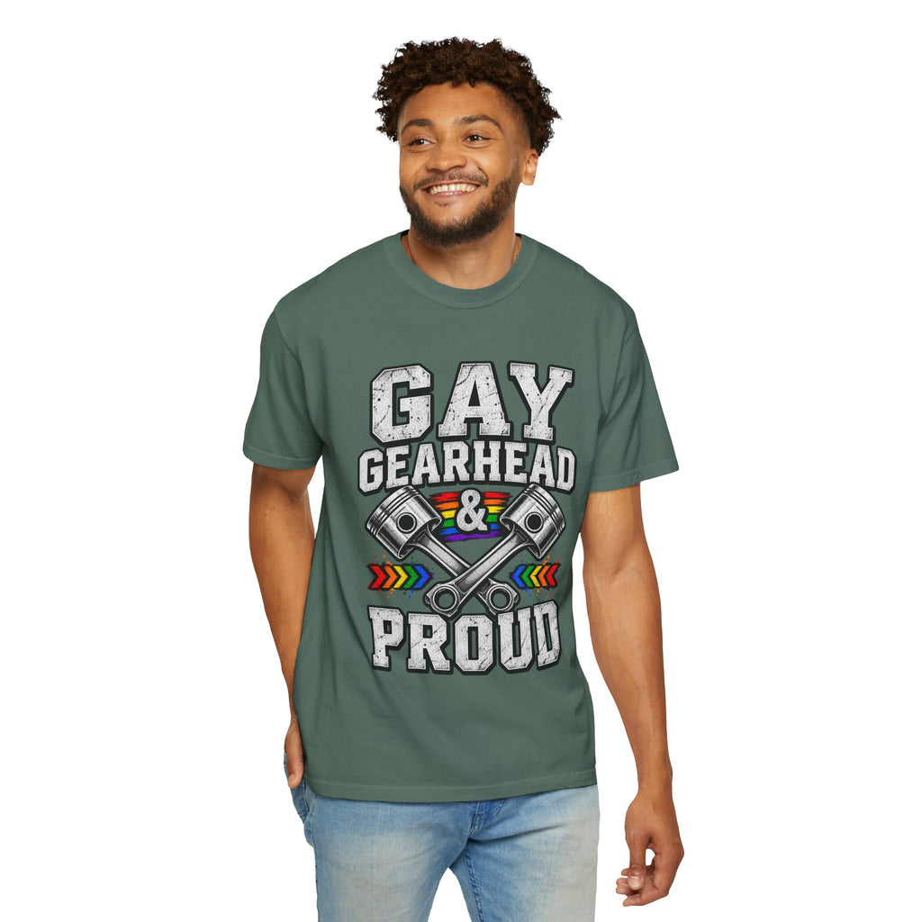 Gay Gearhead & Proud T-Shirt — LGBTQ+ Car Enthusiast Tee
