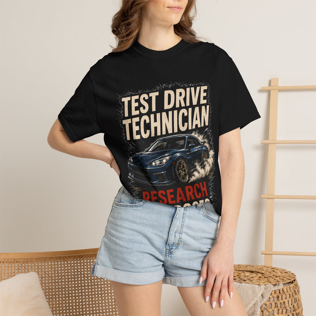 Test Drive Technician T-Shirt — "Research Purposes" Car Racing Graphic Tee