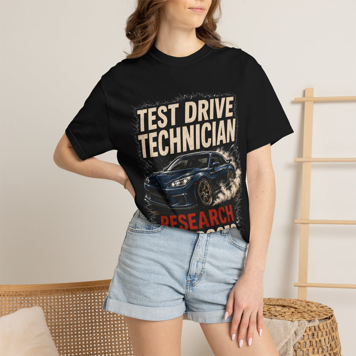 Test Drive Technician T-Shirt — "Research Purposes" Car Racing Graphic Tee