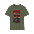Cars Warning T-Shirt — “Warning May Start Talking About Cars at Any Time” Auto Lover Tee