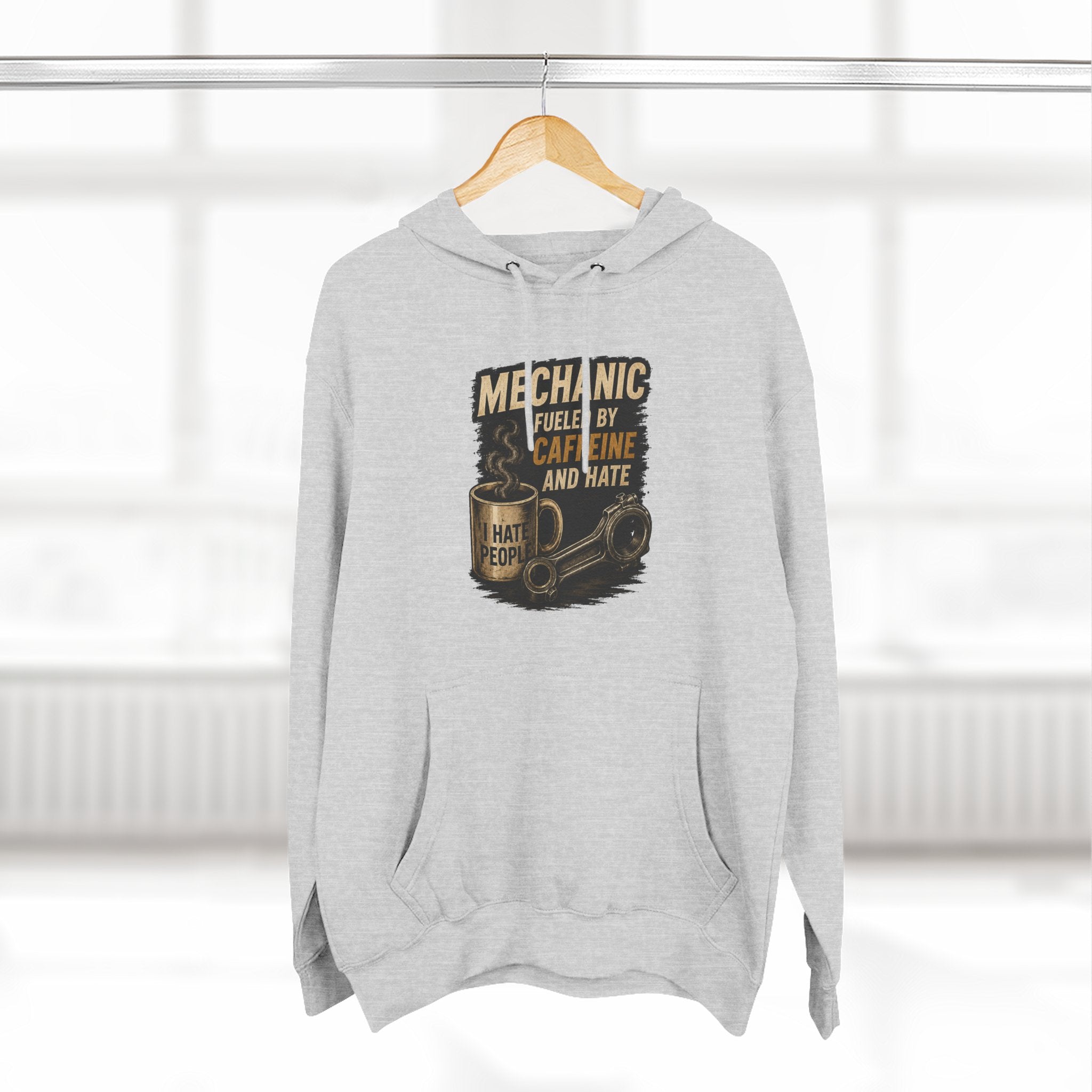 Mechanic Hoodie — 'Fueled by Caffeine and Hate' Graphic Pullover
