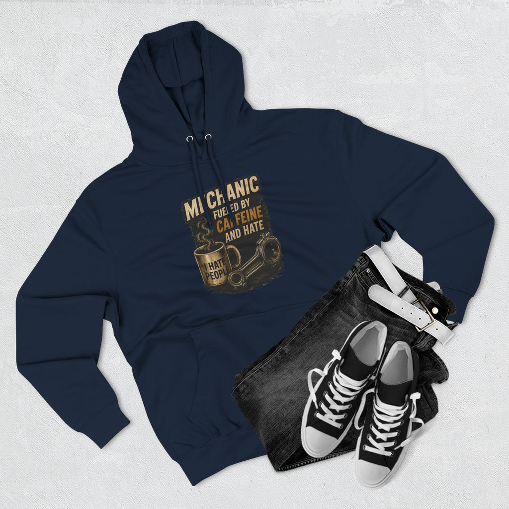 Mechanic Hoodie — 'Fueled by Caffeine and Hate' Graphic Pullover