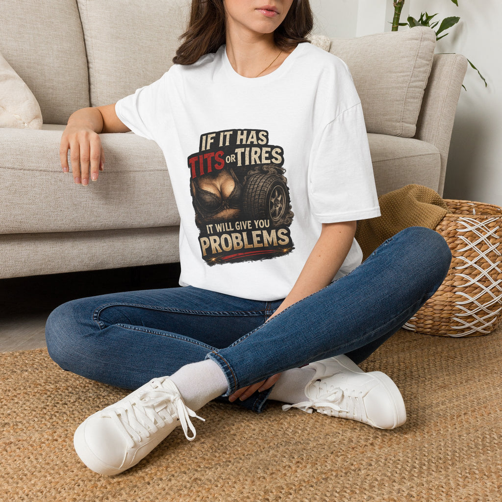 Graphic T-Shirt — "If It Has Tits or Tires" Funny Mechanic Automotive Shirt