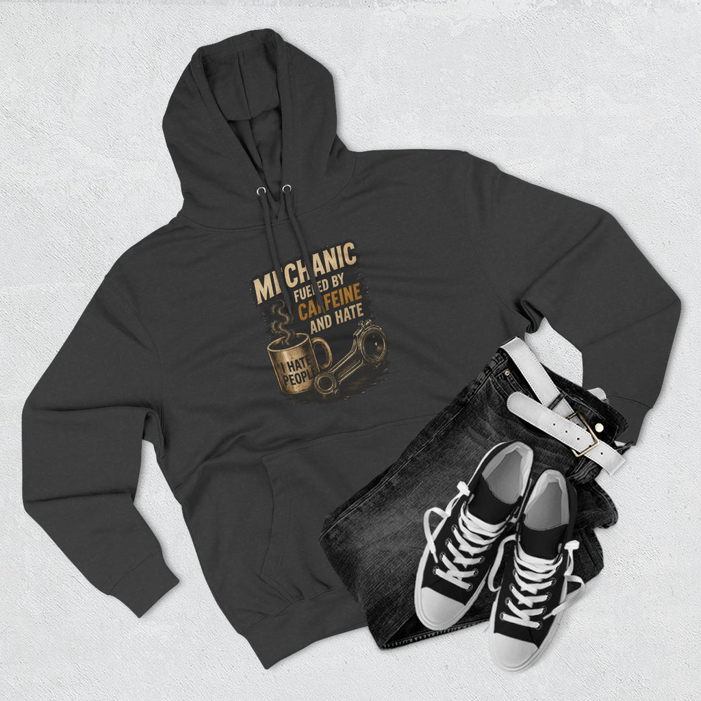 Mechanic Hoodie — 'Fueled by Caffeine and Hate' Graphic Pullover